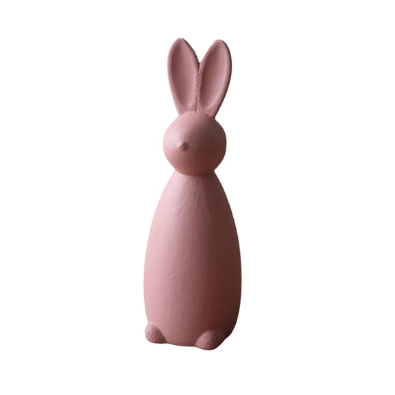 Pink Wooden Pink Easter Bunny Figurine Vintage Distressed Home Decoration 6Inch
