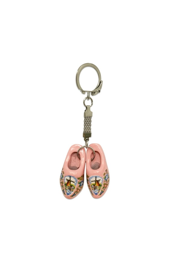 Pink Wooden Shoe Keychain