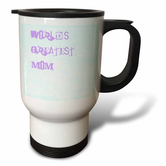 3dRose, Pink Worlds Greatest Mom Mothers Day, 14oz Stainless Steel Travel Mug