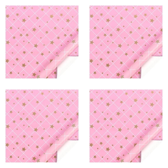 Pink Wrapping Paper Roll, Birthday Wrapping Paper for Girl, Pastel Pink Girly Gift Wrap Paper for Valentines Day, Christmas, Wedding, Baby Shower (Mini Roll, 27inch x 19inch Per Roll)