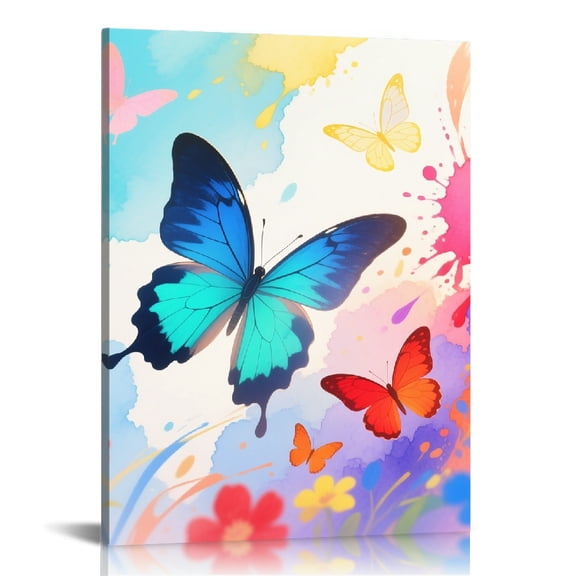 Pink Wtercolor Butterfly Canvas Wall Art, Wall Decor for Bathroom, Canvas Prints Wall Art for Home Decor