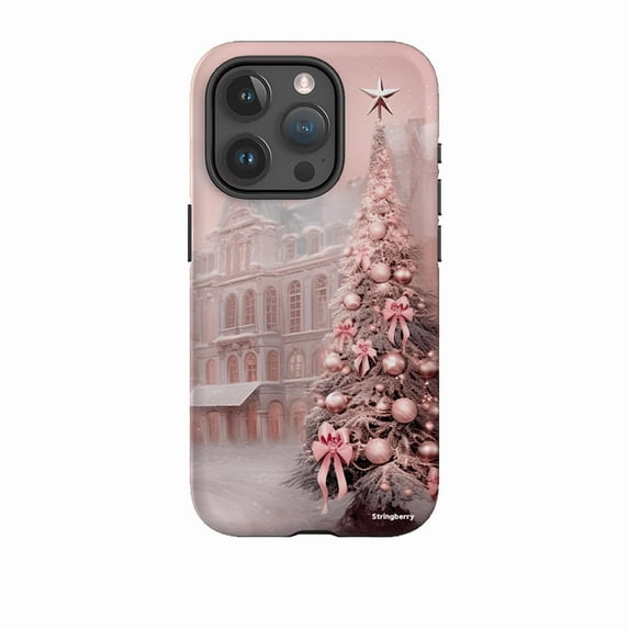 Pink Xmas Cute Festive Holiday Phone Case for iPhone 16 15 14 13 12 11 Pro Max