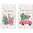 thumbnail image 1 of Pink Xmas Tree Truck Christmas Kitchen Towels Dish Towels, 18x26 Inch Holiday Ho Ho Ho Winter Decoration Hand Towels Set of 2, 1 of 6