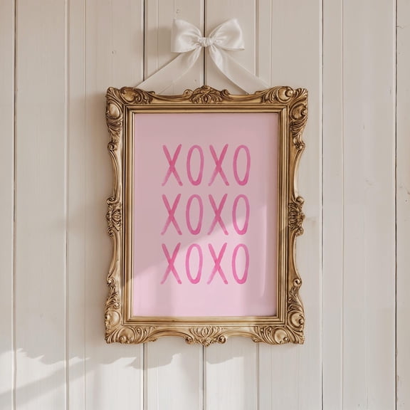 Pink Xoxo Valentine'S Day Poster, Hugs And Kisses Wall Art, 8x12 UNFRAMED