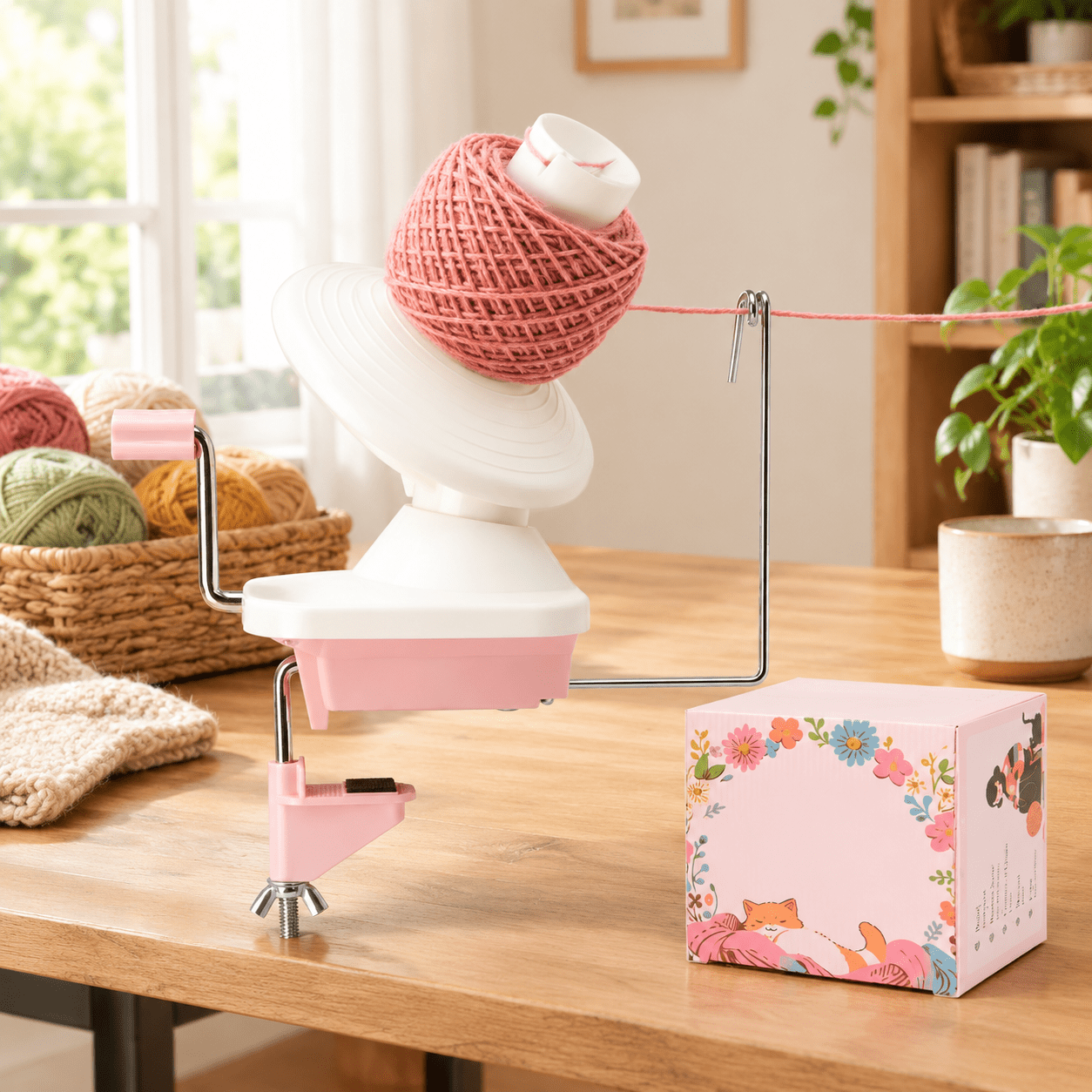 Shop Spinner Pink Yarn Winder Spinner for Crocheting and Knitting Supplies - Walmart.com