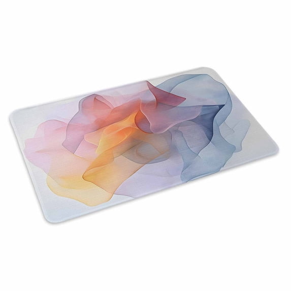 Pink Yellow Blue Abstract Doormat Outdoor Entrance 18"x30", Modern Art Wave Absorb Moisture Dirt Door Mats, Non-Slip Rubber Backing Floor Mats Indoor, Low-Profile Front Door Rugs