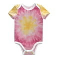 thumbnail image 1 of Pink Yellow Circle Tie Dye Pure Cotton Bodysuit Short Sleeve Pajamas One-Piece Romper Unisex 2T, 1 of 6