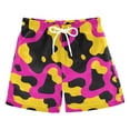 thumbnail image 1 of Pink Yellow Cow Pattern Swim Trunks Quick Dry Beach Pool Board Shorts Lightweight Stylish Print Sizes 2T to XL, 1 of 8