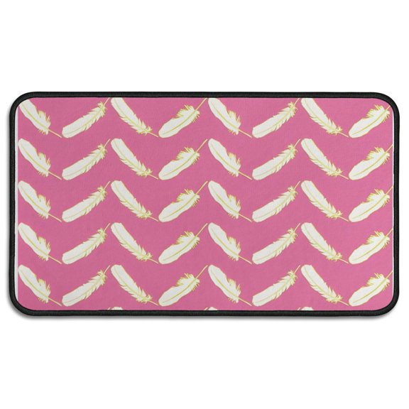 Pink and Yellow Feather Pattern Door Rugs,Washable Non Slip Door Mats Indoor,Decorative Door Mats,Entry Mat Indoor for Entrance,Bedroom,Kitchen,Bathroom,30"x17"