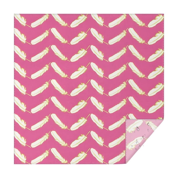 Pink and Yellow Feather Pattern Square Tablecloth,Waterproof Square Table Cover,Wipeable Spillproof Washable Table Cover for Home Kitchen Party Decor 42"X42"(107x107cm)