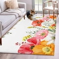 thumbnail image 1 of Pink Yellow Floral Area Rugs 3'x5', Washable Small Throw Rugs for Living Room Bedroom, Spring Flowers Elegant Botanical Indoor Outdoor Rug Non-Slip Low Pile Carpet Runner Reversible Floor Mats, 1 of 8