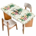 thumbnail image 1 of Pink Yellow Floral Table Cloths for 6 Foot Rectangle Tables, Green Summer Botanical Pastoral Patio Waterproof Elastic Fitted Tablecloths, Washable Rectangular Table Cover for Camping, 1 of 8