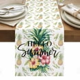 thumbnail image 1 of Pink Yellow Floral Table Runner - 60 Inch Long, Kitchen Dining Table Runner Dresser Scarves, Green Summer Botanical Pastoral Farmhouse Decor for Coffee Tables Wedding Party Banquet, 1 of 8
