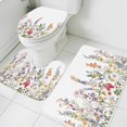 thumbnail image 1 of Pink Yellow Flower Bathroom Rugs Set Red Rose Spring Plant Pastoral Style Non Slip Absorbent Soft Bath Mats 3 Piece Set with Bathroom Rug, U-Shaped Floor Mat, Toilet Seat Cover Small Size, 1 of 9