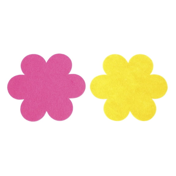 Pink & Yellow Flower Felt Shapes by Creatology Pre-Cut Polyester Felt Flowers for Kids Crafts & DIY Projects - 12 Pack