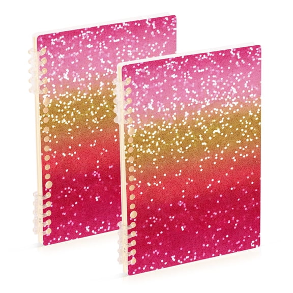 Pink Yellow Gradient Shining Dots Notebook Detachable Coil Notebook Diary Plan Book A5 Size 60 Pages 2 Pack