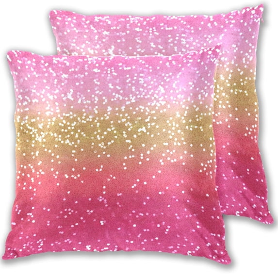 Pink Yellow Gradient Shining Dots Throw Pillow Covers Pillowcases 18 x 18 Inch Home Decor 2 Packs for Bedroom Sofa