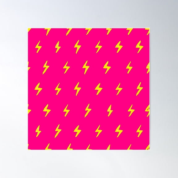 Pink & Yellow Lightening Bolt Pattern Poster Wall Art, Modern Wall Decor For Living Room Bedroom, 24x24 UNFRAMED