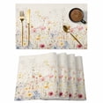 thumbnail image 1 of Pink Yellow Purple Flower Placemats Set of 1, Country Vintage Watercolor Floral Green Leaf Non-Slip Place Mats Washable Table Mats for Kitchen Dining Table Decorations Indoor/Outdoor, 1 of 9