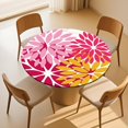 thumbnail image 1 of Pink Yellow Round Fitted Tablecloth Elastic Edged Floral Table Cover Waterproof Wipeable Table Cloth Tablecloth Fits Tables up to 36"-42", 1 of 6