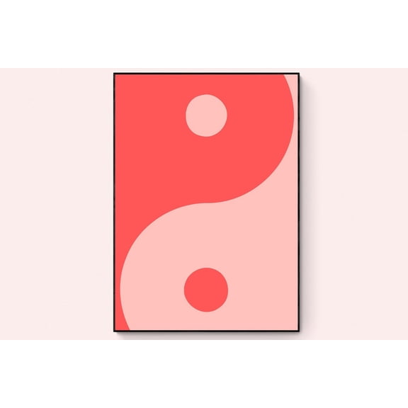 Pink Yin Yang Retro Wall Art Y2K Peace Style Decor, Unframed Paper Print Size 8x12