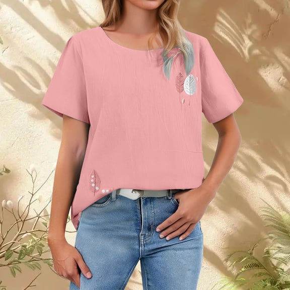 Pink Young Adult Tops Short Sleeved T Shirt for Women In Summer 2025 Large Size Loose Fit Belly Covering Slimming and Versatile Top Going Out Tops for Women
