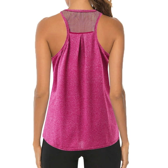 Pink Young Adult Tops Women Workout Tops Mesh Racerback Yoga Tank Shirts Gym Running Tops Plus Size Tops for Women