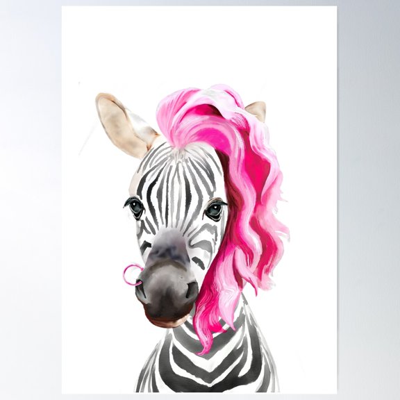 Pink Zebra Fashionista Poster Wall Art, Modern Wall Decor For Living Room Bedroom, 12x18 UNFRAMED