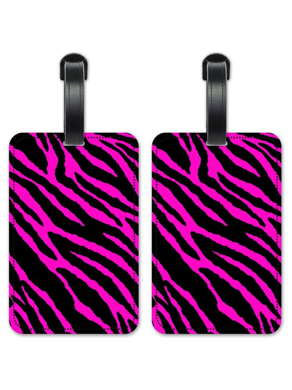 Pink Zebra - Luggage ID Tags / Suitcase Identification Cards - Set of 2