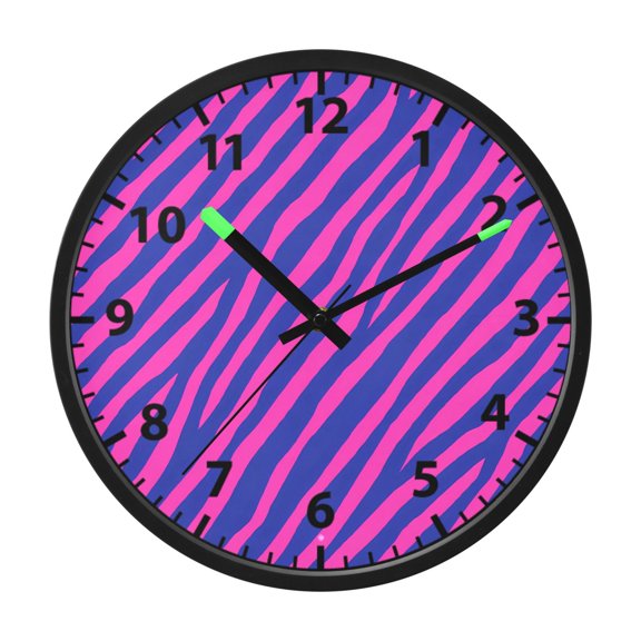 Pink Zebra Pattern Wall Clock 12 Inch Voice Activated Night Light Silent Non Ticking