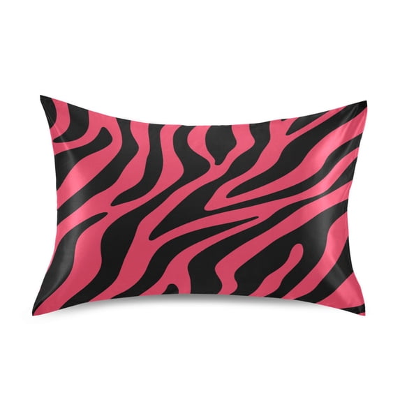 Pink Zebra Print Pattern Queen Size Satin Pillowcase 30''x20'' Double-Sided Print Soft Wrinkle Resistant