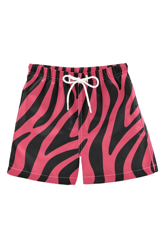 Pink Zebra Print Pattern Swim Trunks Quick Dry Beach Pool Board Shorts Lightweight Stylish Print Sizes 2T to XL