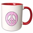 thumbnail image 1 of 3drose, Pink Zebra Print Peace Sign Girly Chic, 11oz Two-tone Red Mug, 1 of 6