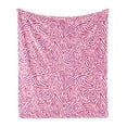 thumbnail image 1 of Pink Zebra Soft Flannel Fleece Blanket, Curved Wild Wavy Line Stripe Formless Funky Groovy Boho Tribal Culture, Cozy Plush for Indoor and Outdoor Use, 50" x 70", Fuchsia Pink White, by Ambesonne, 1 of 5