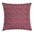 thumbnail image 1 of Pink Zebra Throw Pillow Cushion Cover, Flamingos Toucans Large Tropical Leaves in Zebra Stripes Trippy Illustration, Decorative Square Accent Pillow Case, 24 X 24 Inches, Pink Tan Black, by Ambesonne, 1 of 2