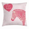 thumbnail image 1 of Pink Zebra Throw Pillow Cushion Cover, I Love Zebras in Heart Romantic Wilderness Nature Savannah Fashion, Decorative Square Accent Pillow Case, 18 X 18 Inches, Pink Ivory Pale Pink, by Ambesonne, 1 of 2
