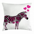 thumbnail image 1 of Pink Zebra Throw Pillow Cushion Cover, Zebra in Love Figure with Hearts Pastel Valentines Wedding Anniversary, Decorative Square Accent Pillow Case, 18 X 18 Inches, Black White Pink, by Ambesonne, 1 of 2