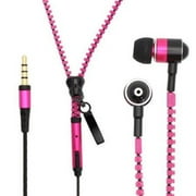 IMPORTER520 Pink Zipper Headphones Earphones Earbuds with Mic Microphone for Samsung Galaxy S8 S8 Plus Note 8 iPhone 6 6s Plus Cell Phones