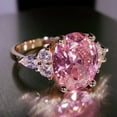 thumbnail image 1 of Pink Zircon Big Oval Stone Ring Female Shining Crystal Engagement Rings For Women Vintage Rose Gold Silver Color Wedding Jewelry, 1 of 1