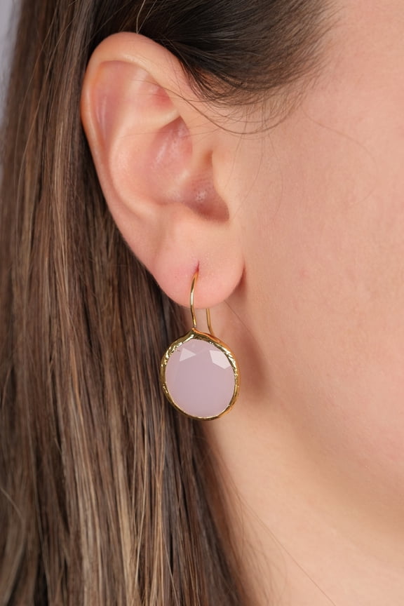Pink Zircon Teardrop Earrings | Pink Natural Stone earring | Light Pink Gemstone Drop Earrings | Anniversary Gift
