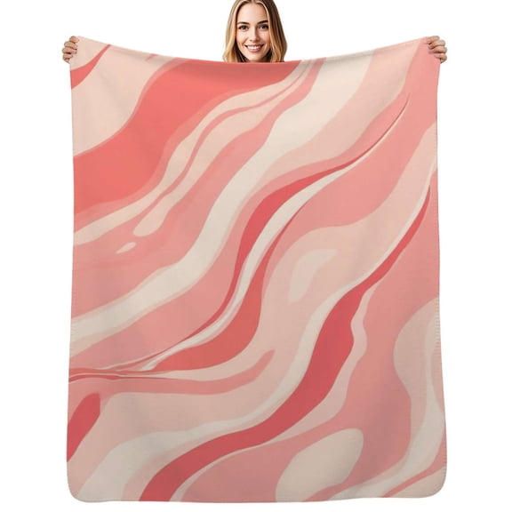Pink abstract wavy pattern design Flannel Blanket Warm Soft Bedding Throws Winter Camping Chair Sofa Bed
