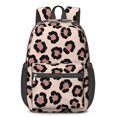 thumbnail image 1 of Pink and Beige Leopard Print 17" School Backpacks for Teens,Waterproof Oxford Fabric,S-Shape Padded Straps for School,Travel,Hiking,Camping, 1 of 6