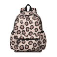 thumbnail image 1 of Pink and Beige Leopard Print Backpack for School, Cute School Bag with Adjustable Shoulder Straps and Padded Back, 13.4"x11"x4.7", 1 of 5