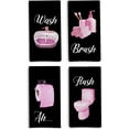 thumbnail image 1 of Pink and Black Bathroom Decor, Black and Pink Hand Towels for Bathroom Spa Bath Gym Decor Accessories Set of 4, Girly Bathroom Decor, 18x26 Inch, 1 of 5