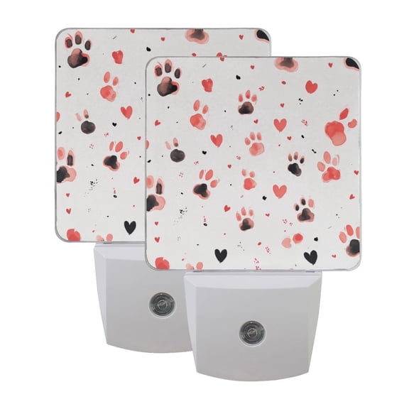 Pink and Black Bow Prints LED Night Light with Smart Sensor Plug Into Wall Dusk to Dawn 2 packs