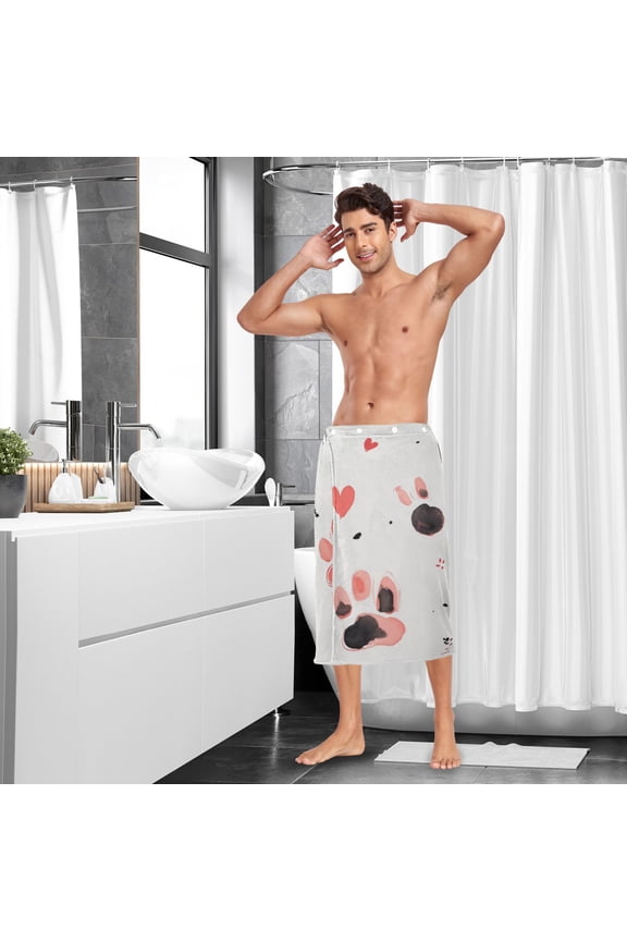 Pink and Black Bow Prints Men Bath Towel Adjustable Body Wrap for Sauna Spa Gym Shower After Soft Cover Up