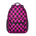 thumbnail image 1 of Pink and Black Checkered Pattern Backpack for School, Cute School Bag with Adjustable Shoulder Straps and Padded Back, 15.3"x11"x6.7", 1 of 5