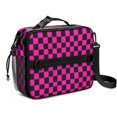 thumbnail image 1 of Pink and Black Checkered Pattern Insulated Lunch Bag with Shoulder Strap and Bottle Holder,Bento School Lunch Bag Box,11x9.5x3.5 Inches, 1 of 5