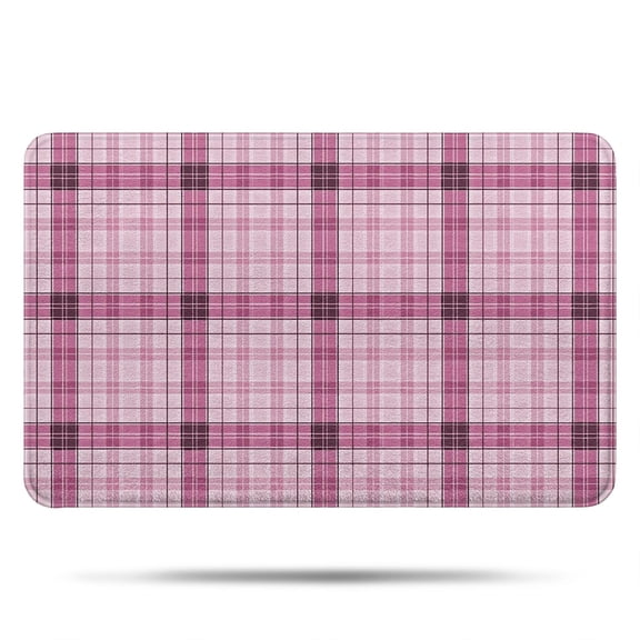 Pink and Black Checkered Pattern Non Slip Microfiber Bathroom Rugs, Soft Rubber Backing Bath Mats for Bathroom Floor Tub and Shower,17"x27"