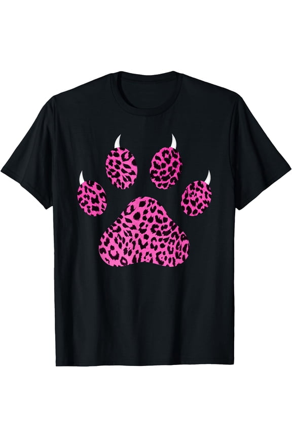 Pink and Black Leopard Paw Print With Claws - Pink Cheetah T-Shirt, Unisex T-Shirt